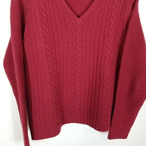 Eddie Bauer Women's Long Sleeve Lambs Wool Angora Sweater Sz M Red Cable Knit - Picture 3 of 5